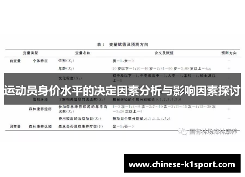 运动员身价水平的决定因素分析与影响因素探讨